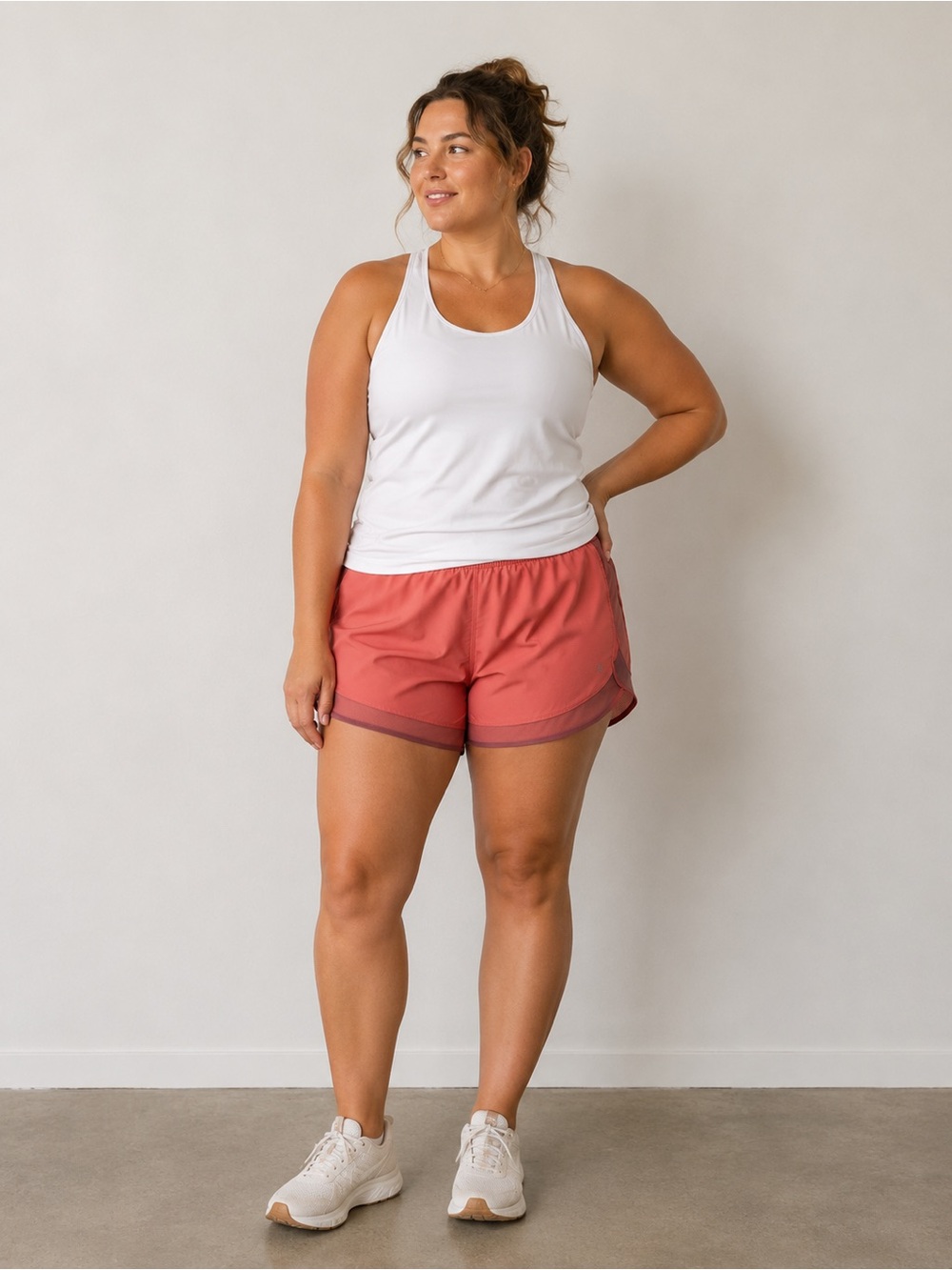 Athleta Mesh Racer Run Mid Rise Shorts - Orange 1X